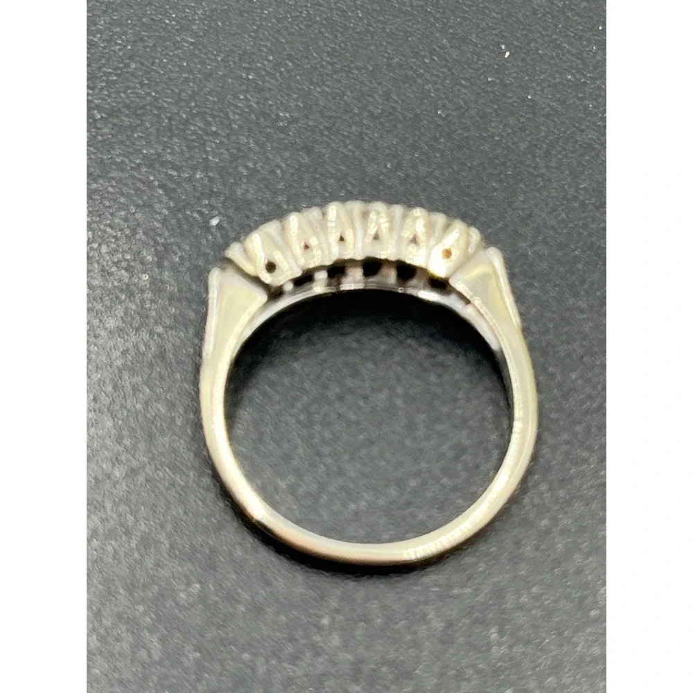 LAH 14K Vintage White Gold Triple-Row Diamond Prong Round Cluster Ring Sz 6.5